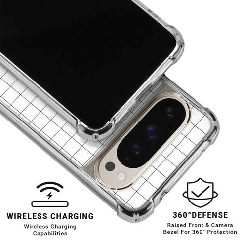 White Grid Pixel 9 Pro XL Clear Case